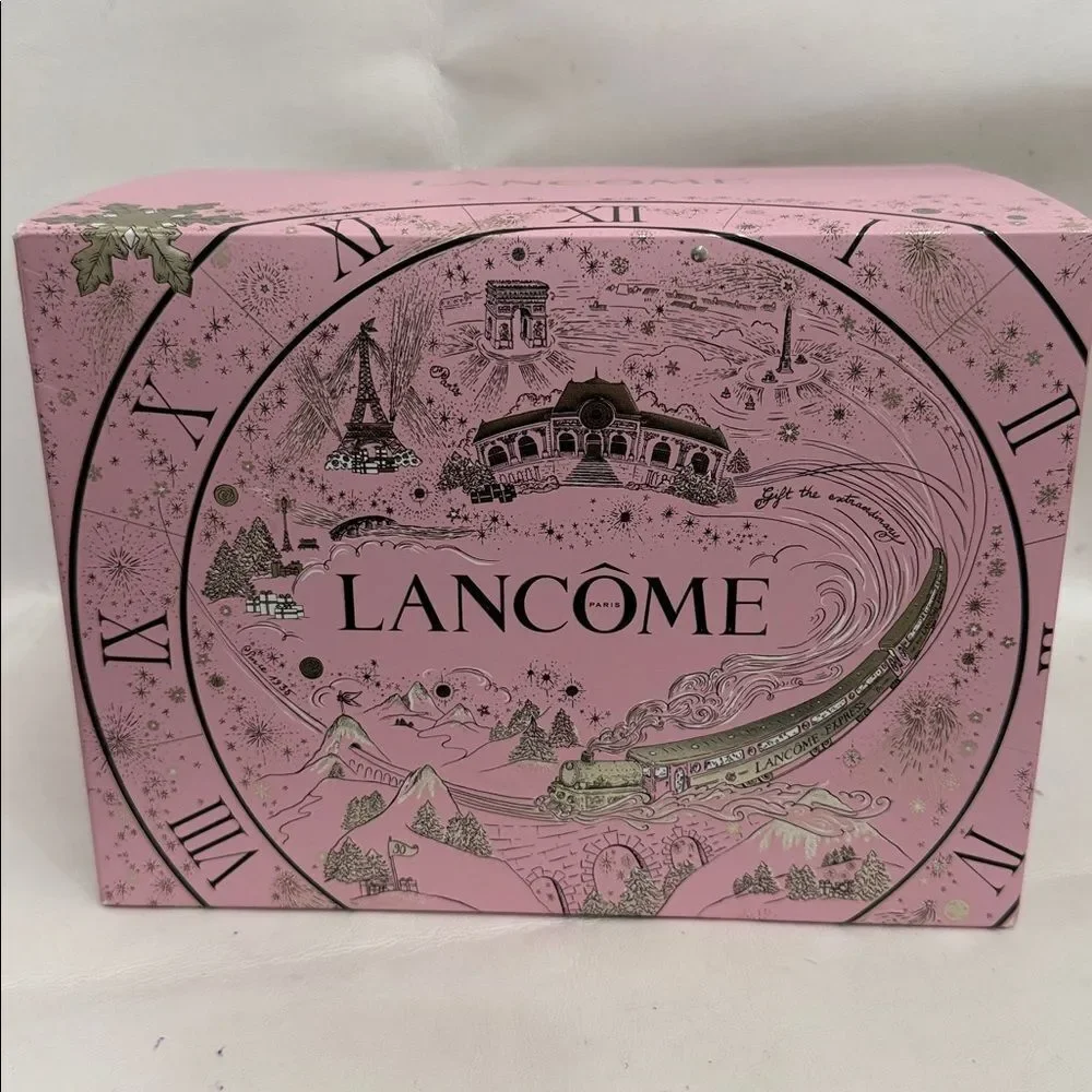 Lancome Metallic Pink Gold Makeup Cosmetic Travel Storage Bag With Handle New